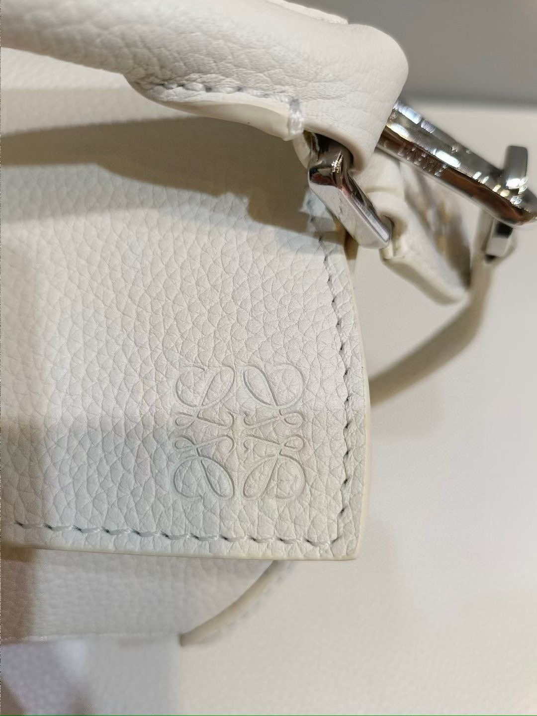 Loewe Mini Puzzle Bag in Soft Grained Calfskin Sea Salt